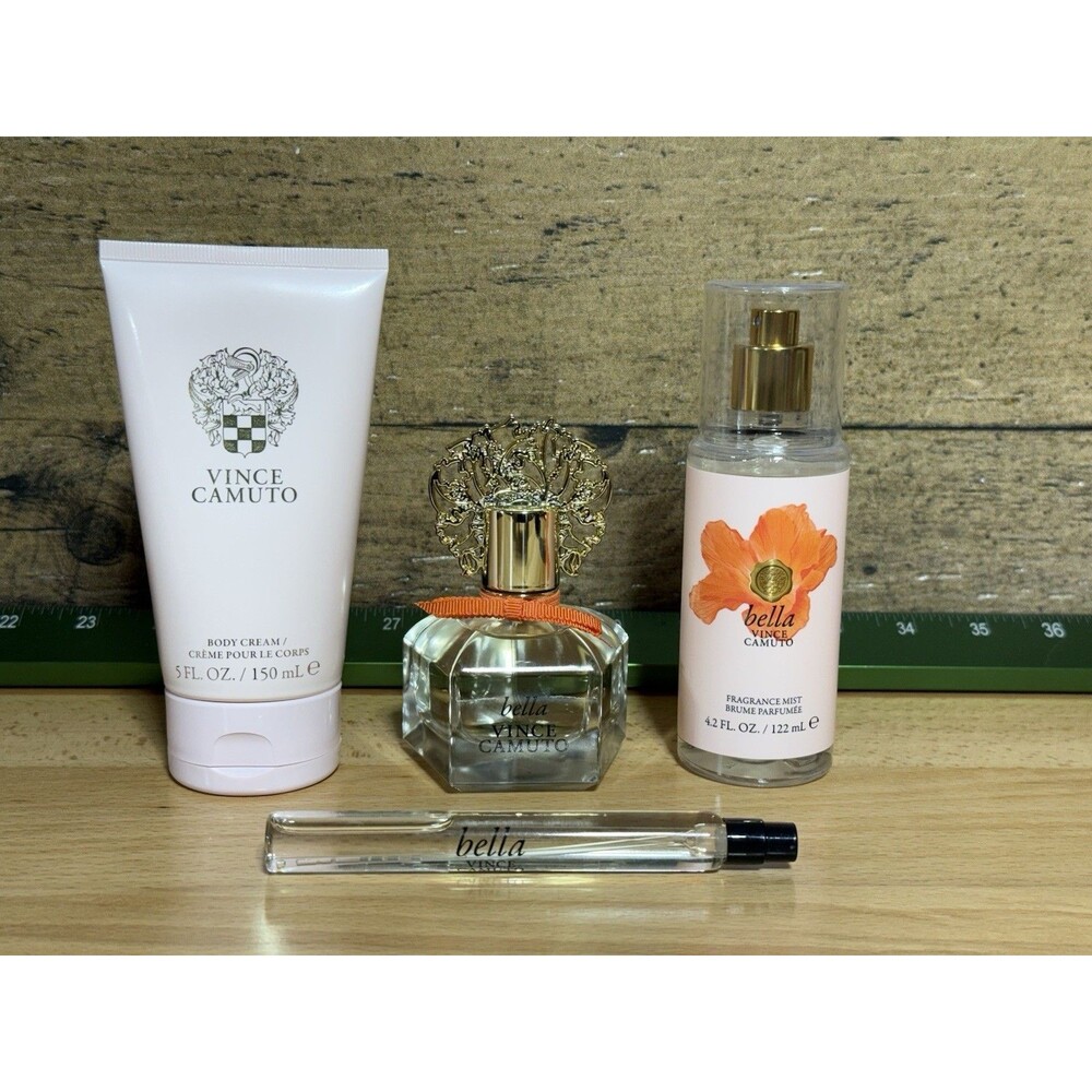🔥NEW-Vince Camuto Bella 4Pc Set-1.7oz EDP +.34oz EDP+5.0oz lotion +4.2 oz Mist